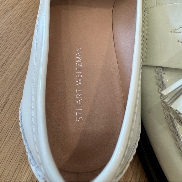 NEW Stuart Weitzman | Adrina White Patent Loafers - Picture 5 of 7